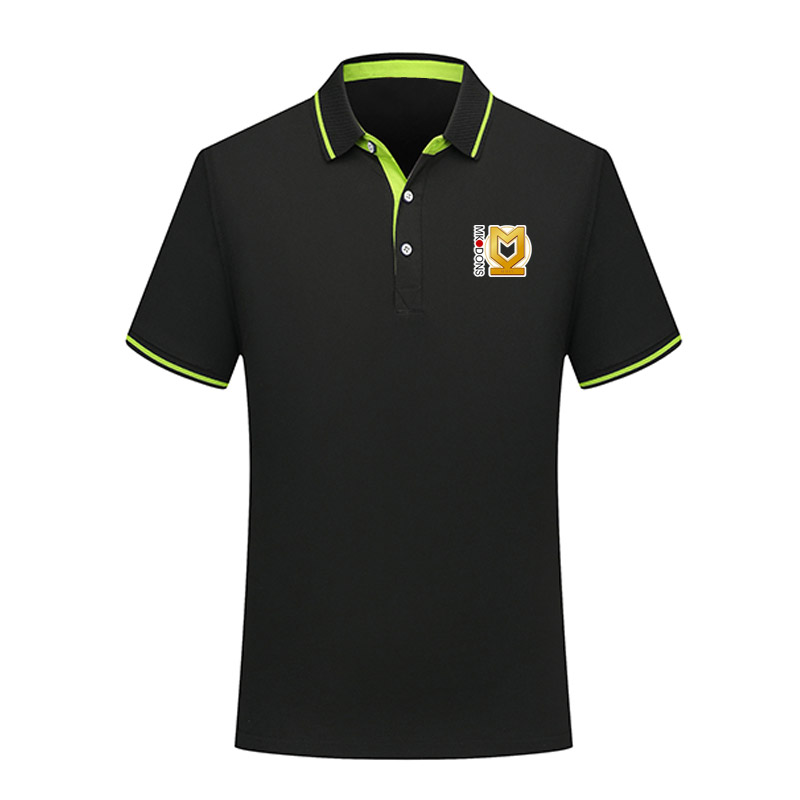 

milton keynes dons Polo Shirt Summer Mens Business Casual Tops Men's sports Run Short Sleeve Polo Shirt training Polos Men's Polos, White;black