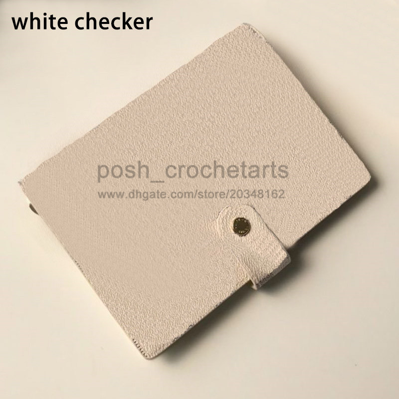 

Coated Canvas Planner With Card Holders Sleeves Agenda Sold W Box Christmas Gift Ideas, White checkers