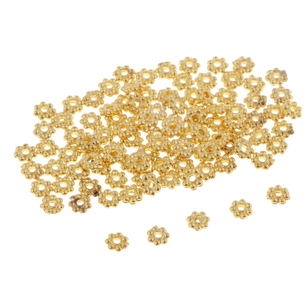 

200 piece silver gold copper daisy flower shape loose spacer beads jewelry making charms accessories findings 6mm