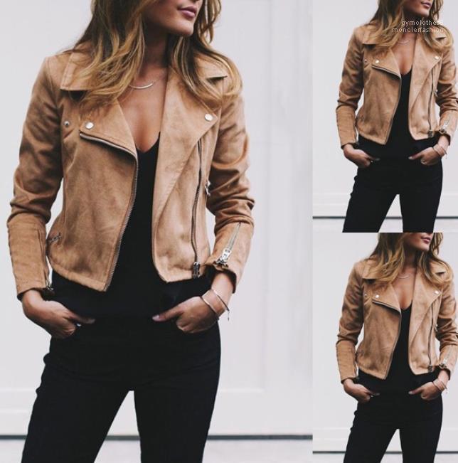 

Slim Fit Coats Women Short Jackets Zipper Autumn Winter Designer Jacket Turn Down Collar Female, Pink