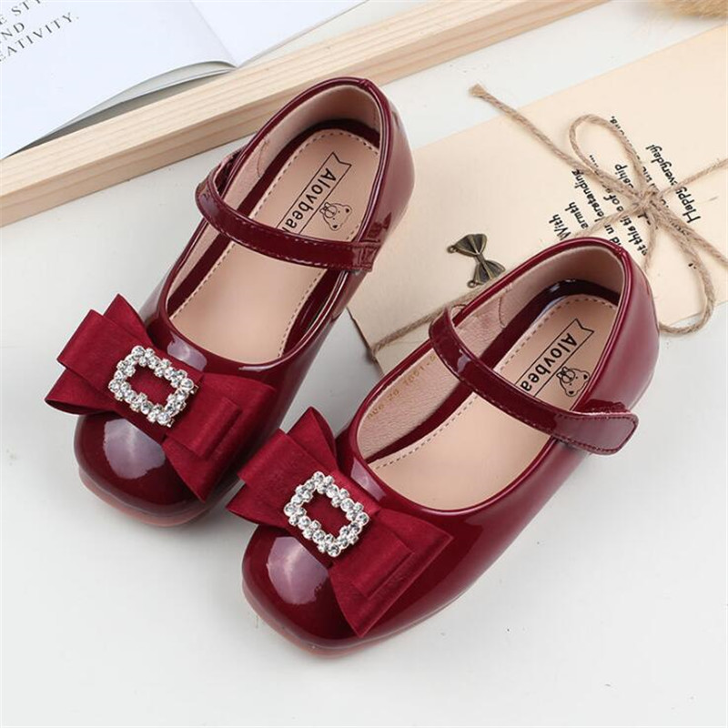 

Girls leather shoes princess single shoes 2020 spring new girl sandals soft bottom dress children flat dance high quality, Black