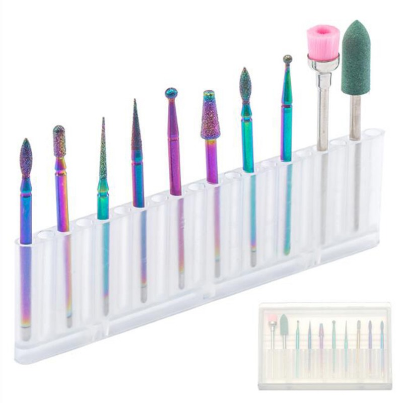 

10 Pcs Diamond Drill Bits Acrylic Nail File Bits Cuticle Drill Bit Nail Set Tools