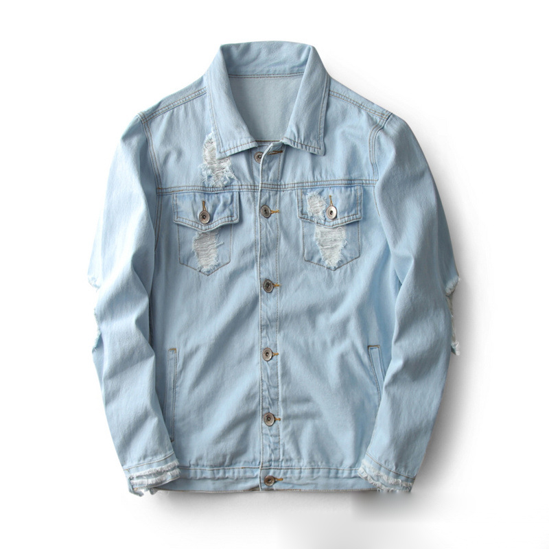 

Fashion Kanye Men and Women Jeans Jacket European American Streetwear Fashion hip Hop style vintage hole jeans Top Asian size S-XL