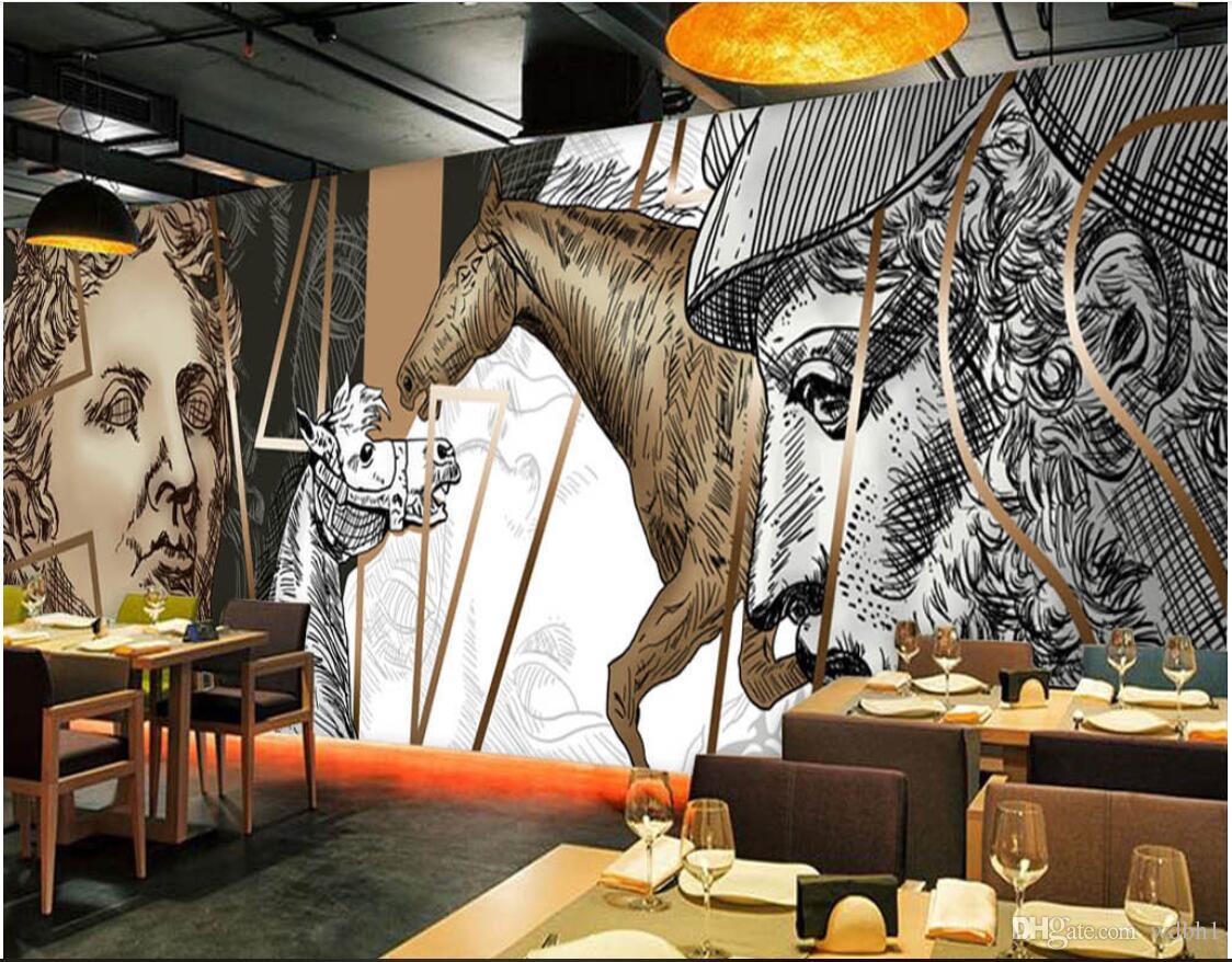 

3d wallpaper custom photo mural European and American hand-painted David statue bar KTV murals wallpaper 3d landscape wall tapestry 3d, Pictures show