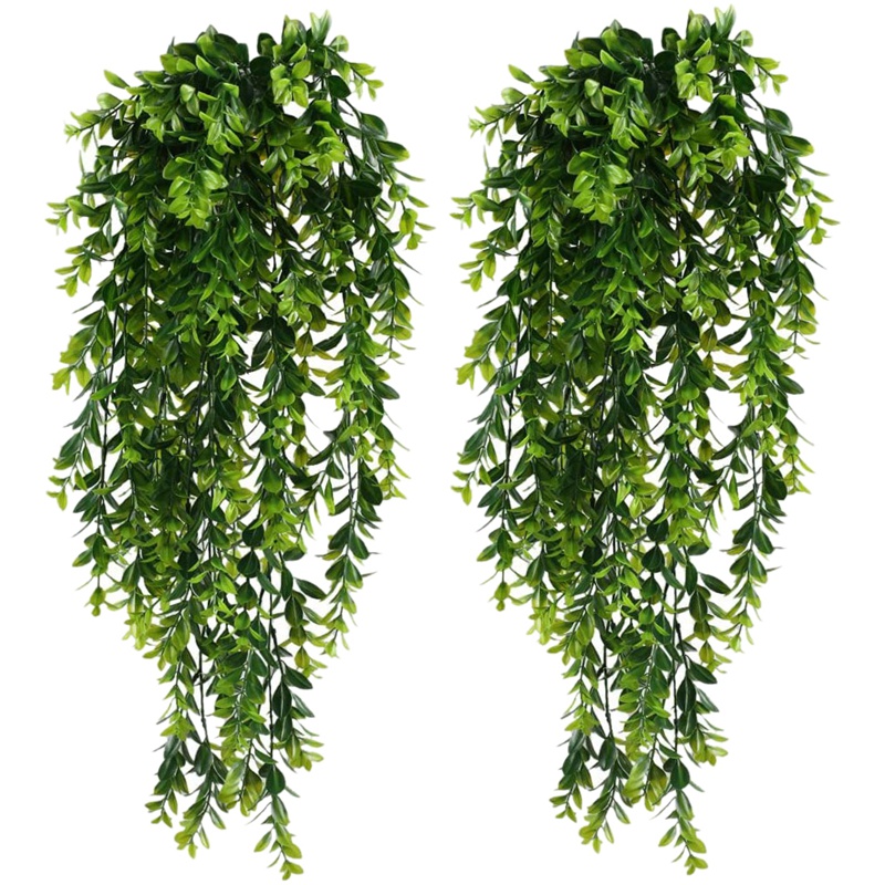 

2Pcs Artificial Trailing Plants Fake Hanging Plants Faux Foliage Greenery Plant for Garden Hanging Pot Basket Decor, Green