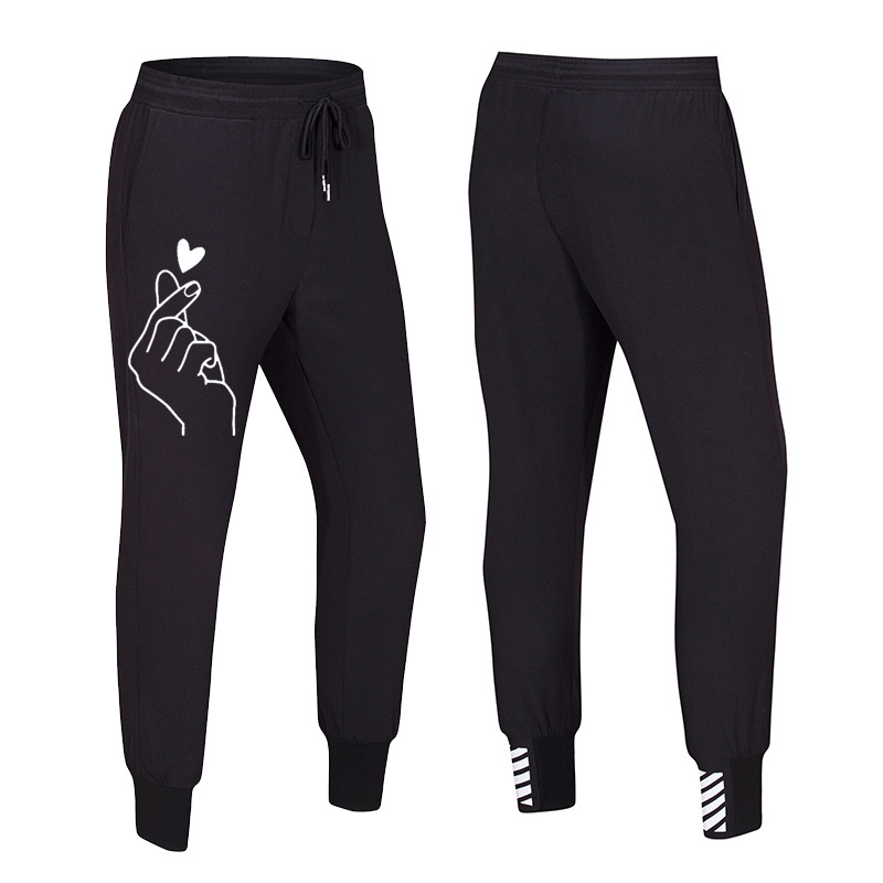 

New Arrival Printed Women Men Jogging Pants Graphic Love Hand Sports Pants Plus Size Sweatpants Hipster Clothes Streetwear Brand, Black 1