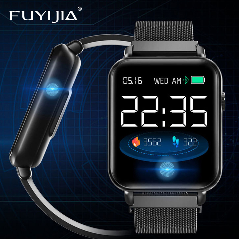 

Fuyijia 2019 New Relogio Masculino 1.3 Inch Big Screen Smart Watch Men Brand Watches Waterproof Male Watch Multi-function Clock Y19052103, Black shell