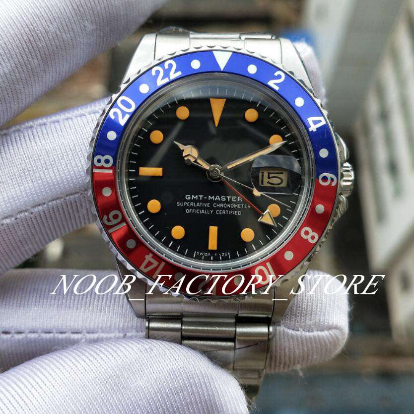 

New Best BP Factory Edition R-GMT Ref .1675 40mm 2813 Vintage Automatic movement Crystal Classic Clasp red blue Bezel Antique Mens Watch, Slivery;brown