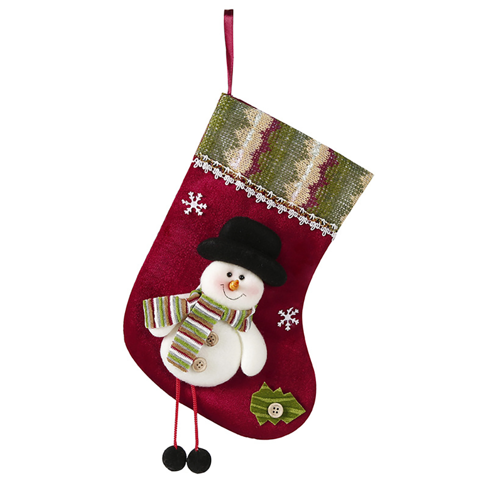 

1Pc Christmas Stockings Gift Bags Snowman Pattern Decoration Christmas Tree Candy Gift Holder Decoration As Shown