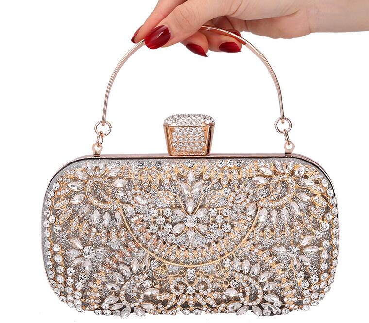 

Designer-Diomand Evening Bag Women Clutch Bag Floral Gorgeous Pearl Crystal Beading Bridal Wedding Party Bags CrossBody Handbags, Black