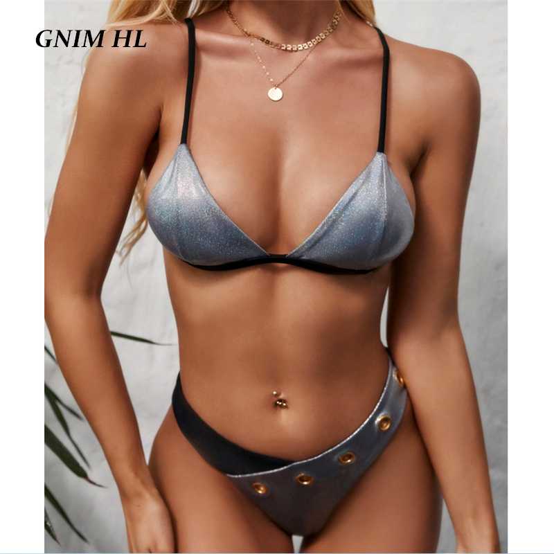 

Sexy Stitching Color Bikini Swimwear Women 2020 High Cut Swim Bathing Suit Women Two Pieces Summer Beachwear Swimsuit Bqiuini