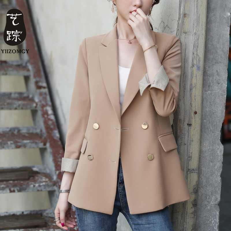 

Simple Khaki Ladies Blazer Vintage Loose Casual Suit Jacket Long Sleeve Abrigos Mujer Korean Simple Women Jacket Spring MM60NXZ