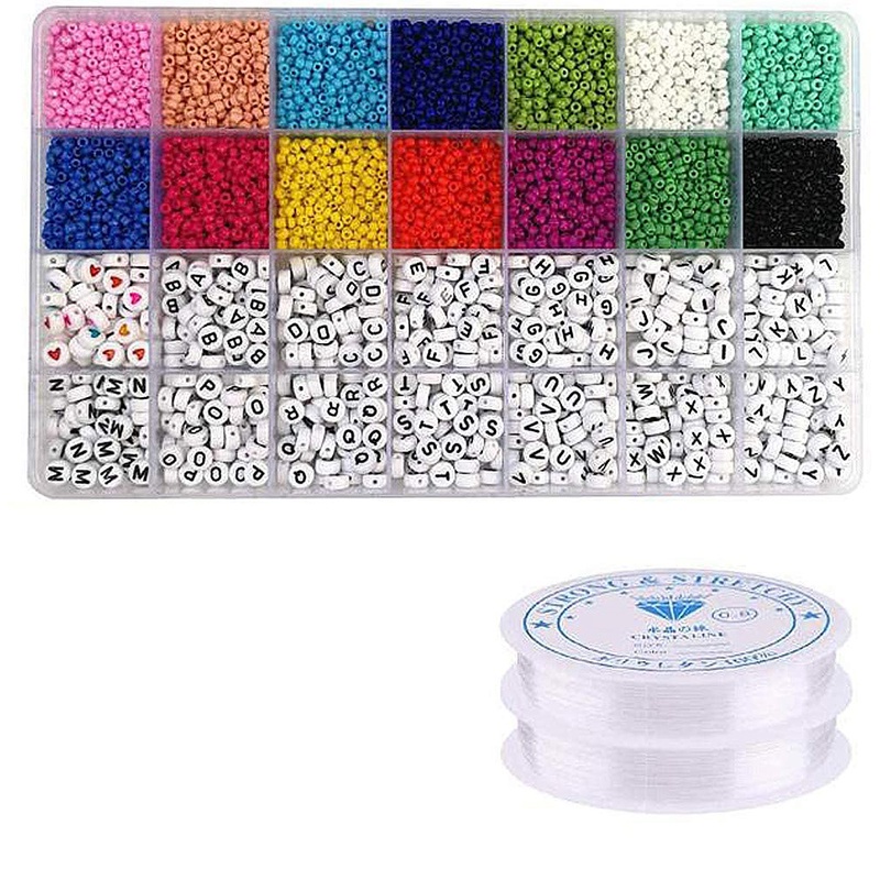 

Other Acrylic Alphabet Square Beads Letter With 1/2 Roll Crystal String Cord For Jewelry Making (5000Pcs)