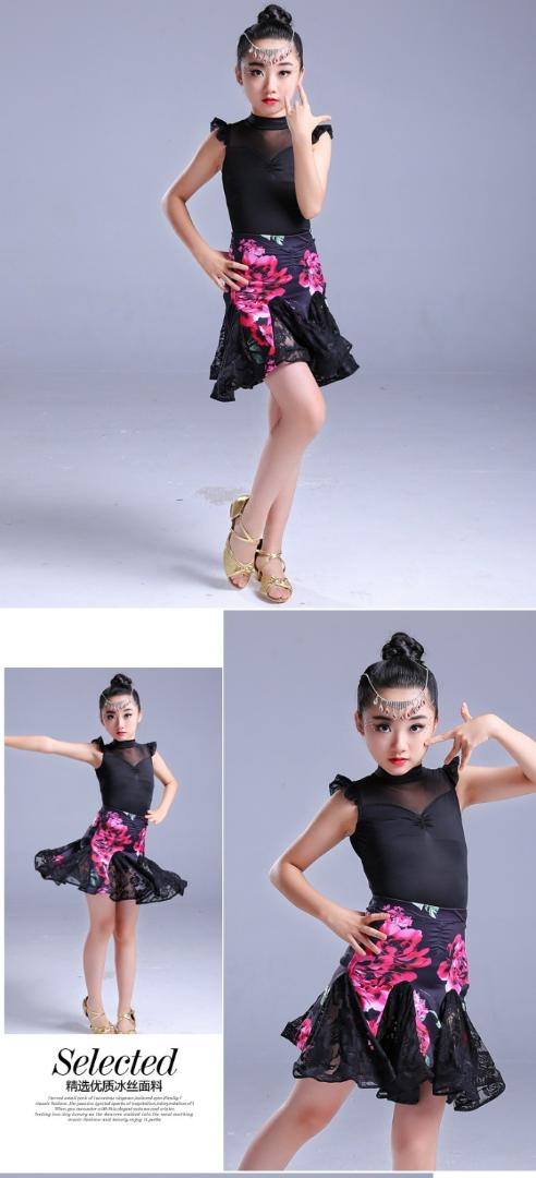 

New children's Latin dance skirt summer children's Latin clothing test competition suit
