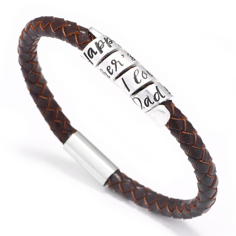 

Father's Day Gift Men Genuine Leather Bracelet I love My Dad Letters Designer Jewelry Bracelets Gift