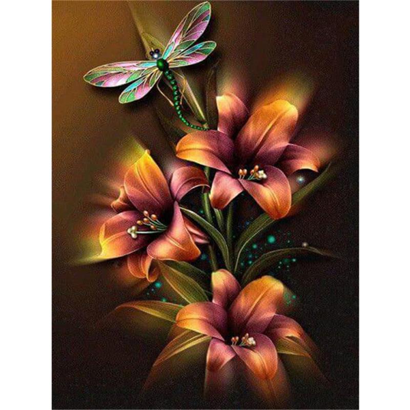

5D round diamond painting Lilies cross stitch diamond embroidery set home decoration handmade gift30X40cm