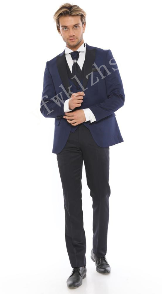 

Handsome Groomsmen Peak Lapel Groom Tuxedos Mens Wedding Dress Man Jacket Blazer Prom Dinner 3 Piece Suit(Jacket+Pants+Tie+Vest) B390, Same as image