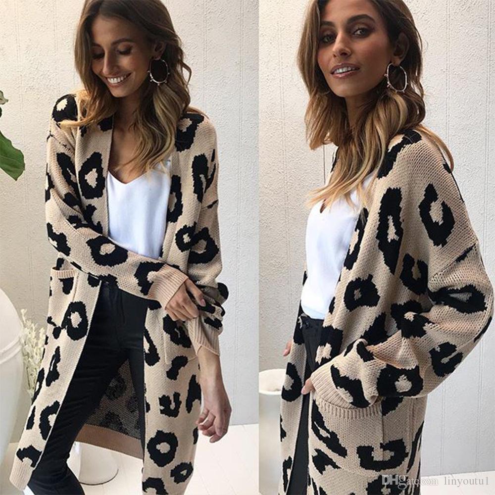 

2020 Women leopard knitted long cardigan long sleeve sweater overcoat for female women 2019 autumn new outwear coats women autumn, 11#