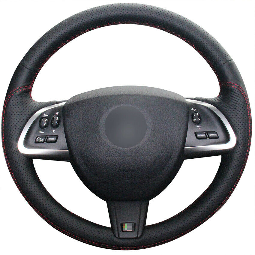 Black Leather DIY Car Steering Wheel Cover for Jaguar XF S XF Sportbrake 14-15-image-543093470