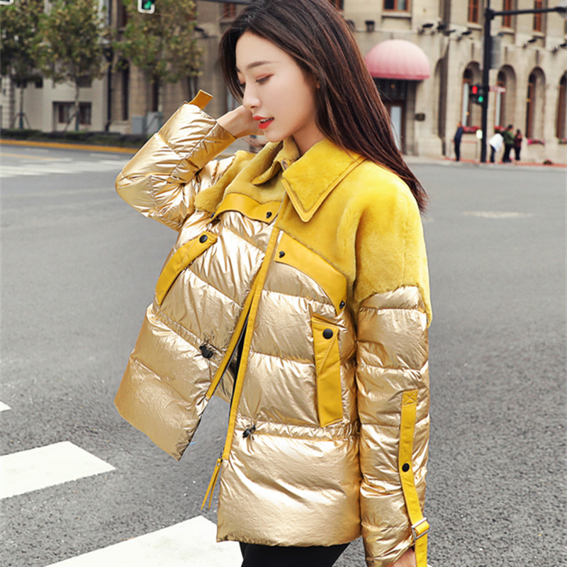 

Women 2020 Superior quality Down Jacket Korean Fashion White Duck Down Coat Loose Women' Winter Jackets Warm Parkas Clothes, Golden