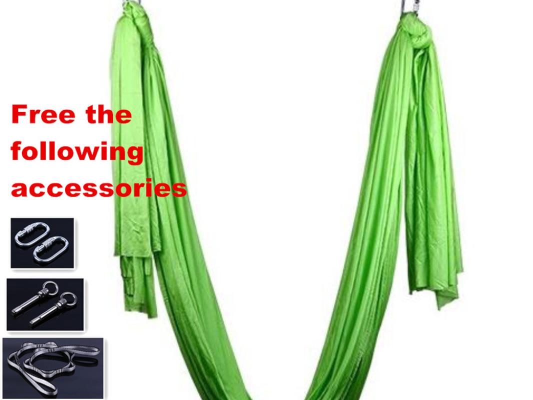 

Yoga Hammock Swing Latest Multifunction Anti-gravity Yoga hamack belts for training free shipping, Green