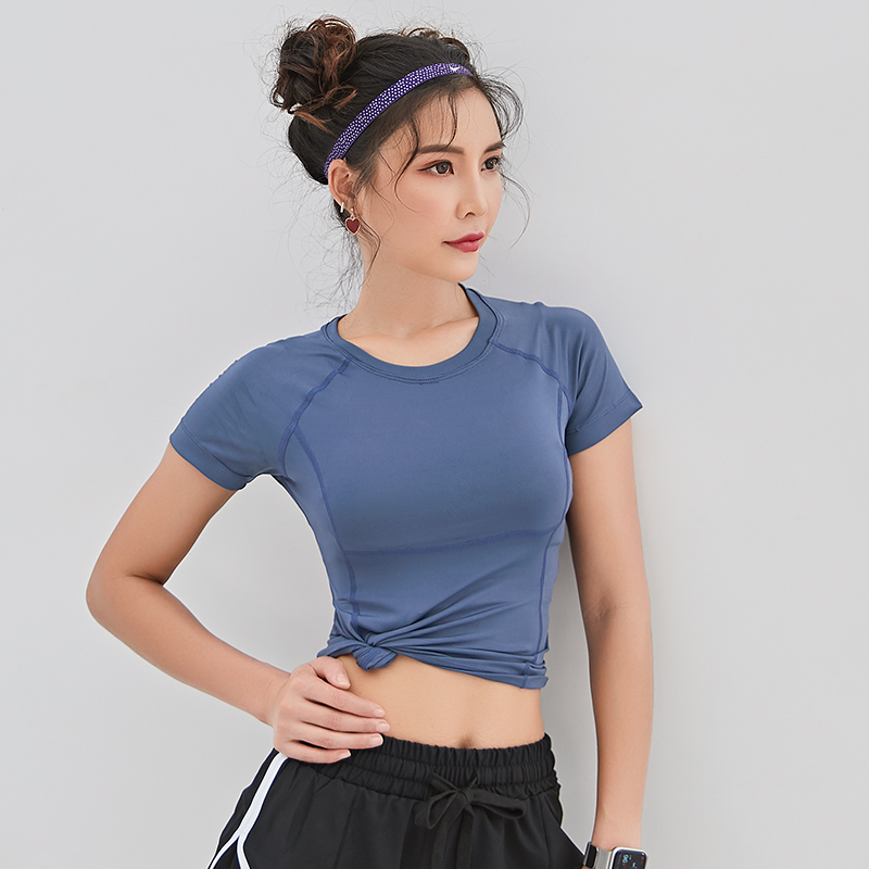 

Women Yoga Tops Shirts short Sleeve Workout Tops Fitness Running training dancing quick dry ladies T-shirts sportwear, Black