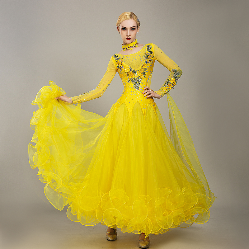 

New 2020 modern dance dress big swing women ballroom dance performance costume waltz competition dress, Purple