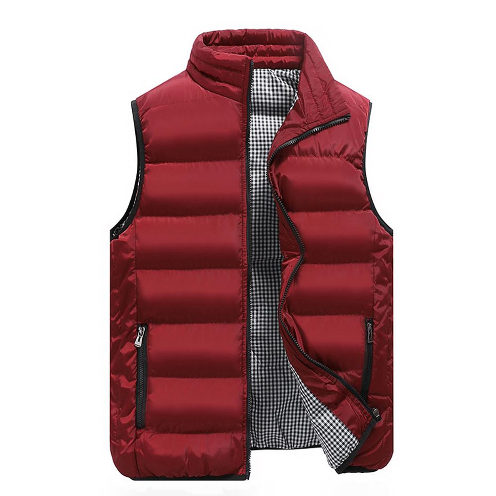 

2019 New Trendy Collar vest vest men fashion hit color liner casual winter thick warm Outdoor Windproof Coat Xmas Gift, Army green