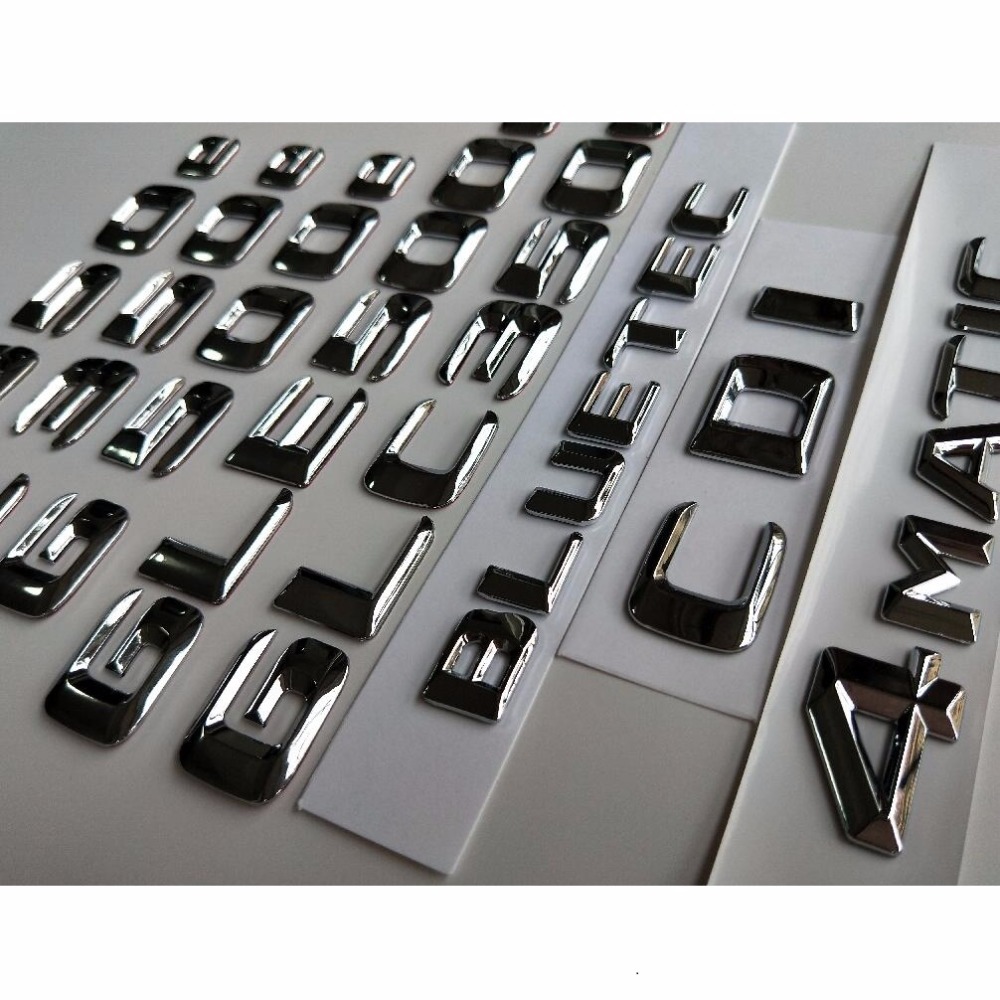 

Chrome Letters Emblems Badges AMG C350e E350e G350e GLS350e GLC350e GLE500e 4MATIC CDI CGI HYBRID