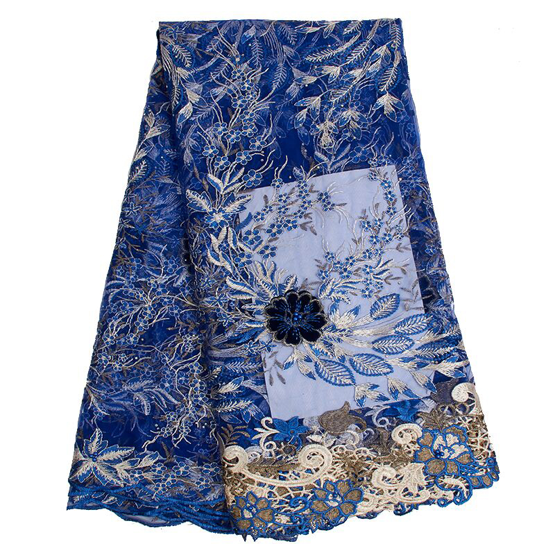 

Top quality high quality African lace fabric thread embroidery French tulle mesh beads 2020 Nigerian lace party2530B