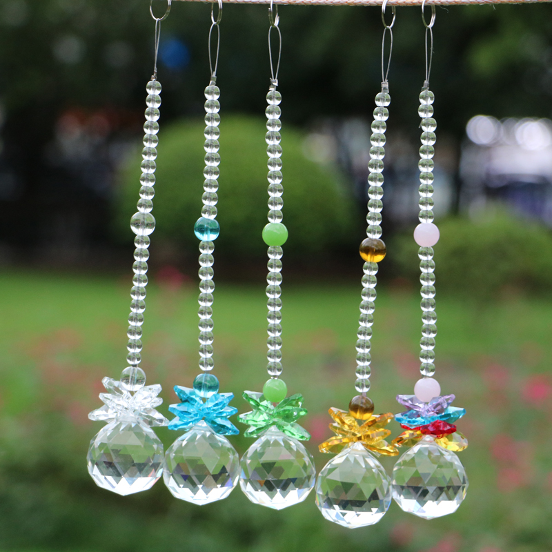 

5PCS Glass Crystal Suncatcher Ball Prisms Pendant Hanging Drop Pendulum Prisms Window Ornament Home Decoration 30mm W016