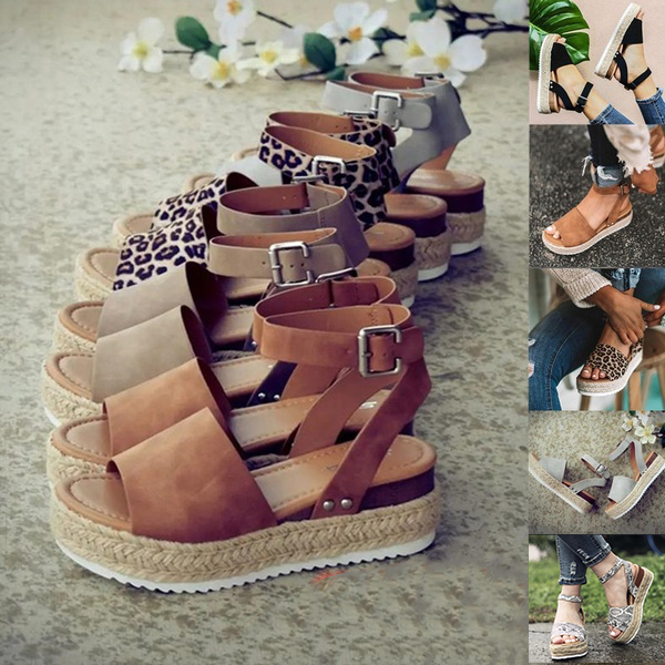 

Plus Size 2020 Wedges Women Sandals Summer Wedge Heels Shoes Platform Flats Shoes Women's Casual Sandals Zapatos De Mujer, White