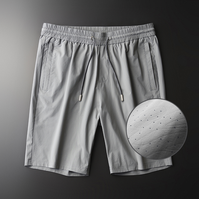 

Minglu Summer Mens Shorts High Quality Solid Collar Silky Cool And Breathable Grey Man Shorts Plus Size 4xl Slim Fit Male Pants, Grey hks20091