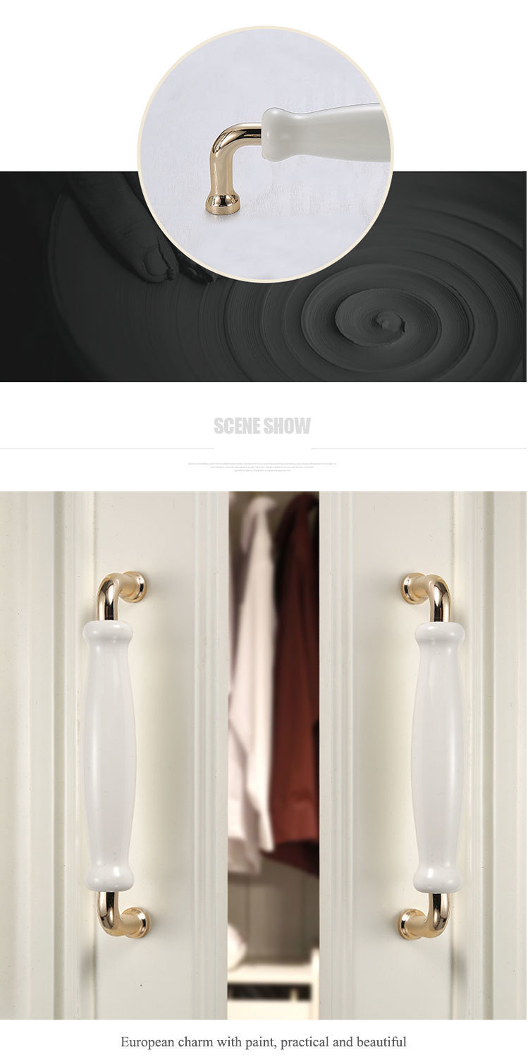 2020 White Ceramic Door Handles European Elegant Furniture Drawer