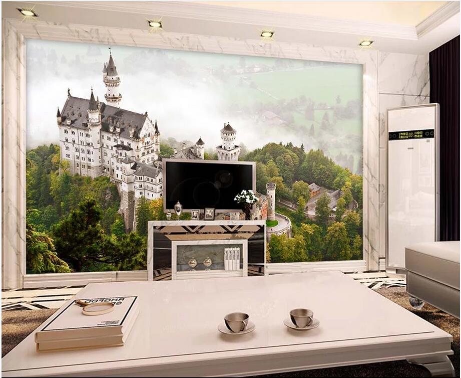

custom photo 3d wallpaper Neuschwanstein Castle Series Alpine Landscape Architecture Background art pictures home decor wall art 3d stickers, Non-woven wallpaper