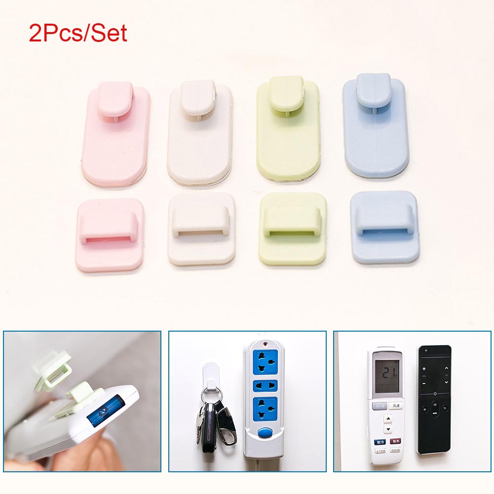 

Hot 2Pcs Sticky Hooks Set TV Air Conditioner Remote Control Key Wall Storage Holder Multifunction Hook LFD