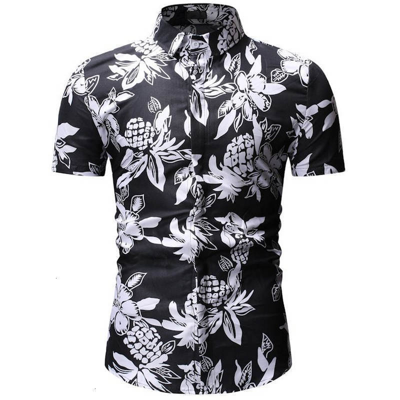

Men's Dresses Men's Shirts Slim Fit Ethnic Flower Sleeves Short Dresses Fashion Tops in Spring and Summer of 2019, Brown