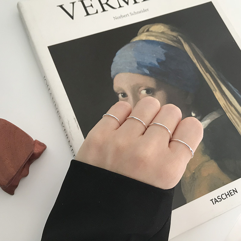 

Cluster Rings Korea Glossy Simple Fashion Minimalist Silver Color Ring