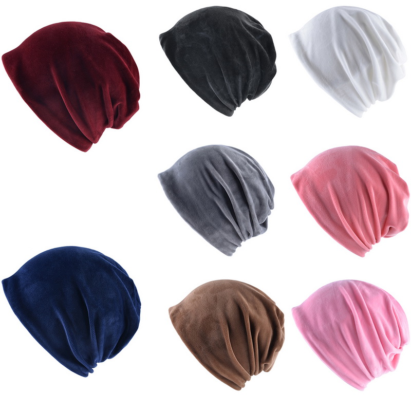 

2019 New Women Velvet Beanie Hat Winter Warm Polyester Skullies Beanies For Ladies Solid Velour Bonnet Hats Dropping Shipping, Red