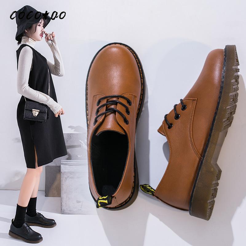 

British Style Single Shoes Women 2020 Spring Soft Girl College Style Retro Lace Wild Student Beef Tendon Thick Sole Shoes, Black