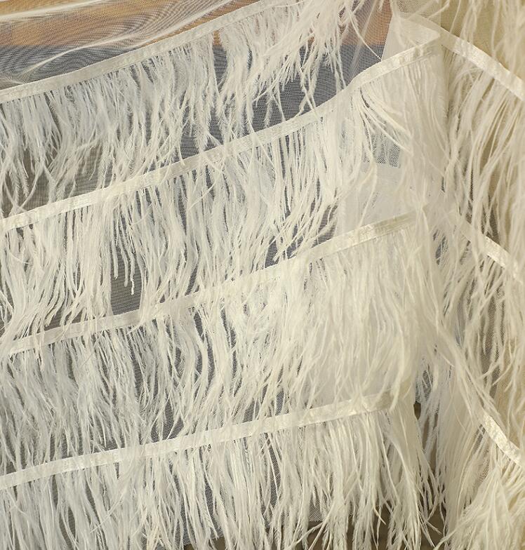 

Scrapbooking Ostrich hair creative feather long lace mask illustion home textiles diy fabric dress wedding gauze party tweed fabric A440