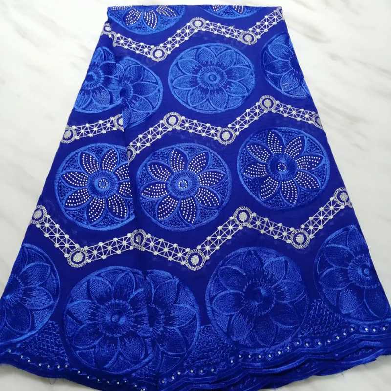 

Latest Royal Blue Heavy African Wax Lace Fabric with Beads 2020 High Quality Embroidered Nigerian Guipure Lace Fabric For Bridal