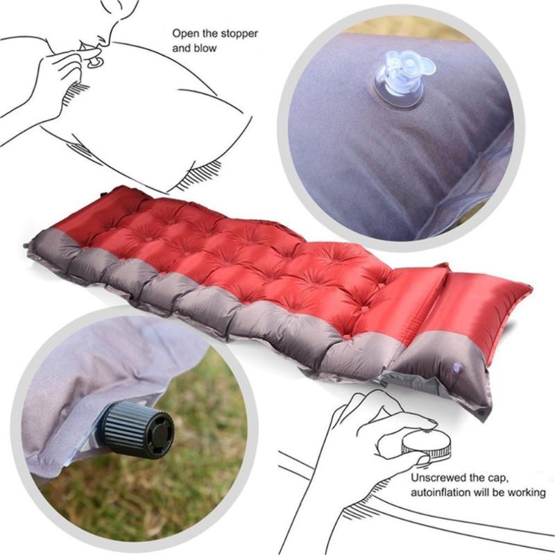 

New Thicken Self Inflating Sleeping Mat Outdoor Beach Camping Inflatable Mattress Moisture-Proof Pongee Fabric Tent Pad Cushion