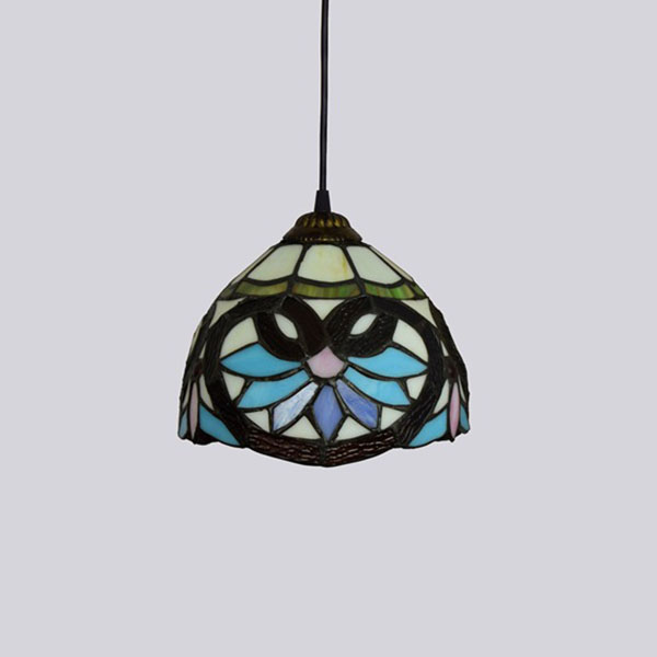 

Baroque Stained Glass Art Pendant Lamp Pastoral Village Retro Tiffany Lights Hanging Light Home Bar Cafe Plaid