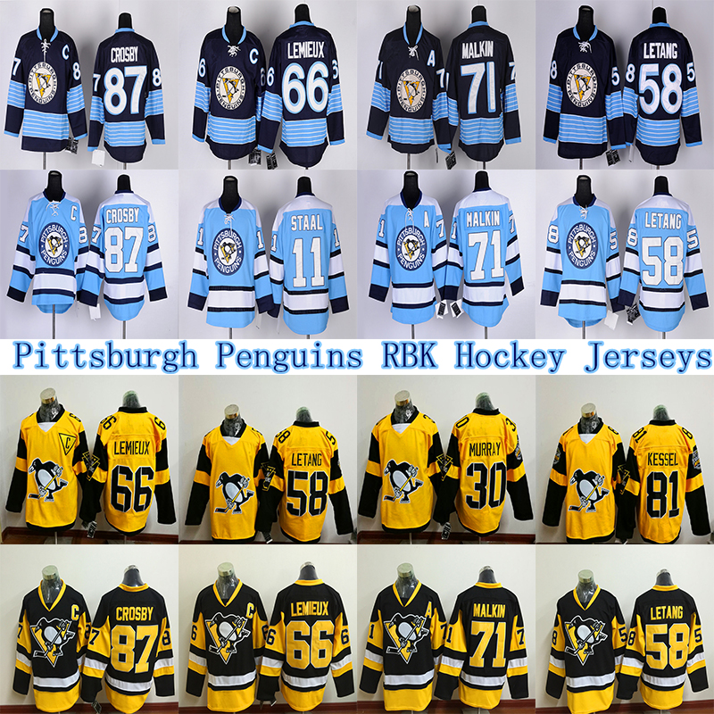 

Pittsburgh Penguins RBK Jersey 87 Sidney Crosby 58 Kris Letang 66 Mario Lemieux 71 Evgeni Malkin 72 Patric Hornqvist Hockey Jerseys, Navy blue