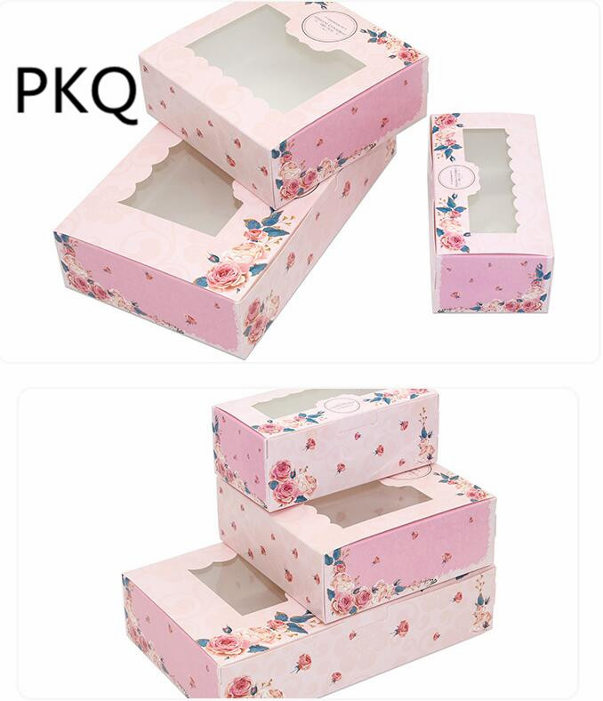 

30Pcs 2/4/5 Cup Cupcake Paper Box Pink Flower Kraft Cake Box Mooncake/Muffin Packaging Christmas Wedding Party Favor Boxes