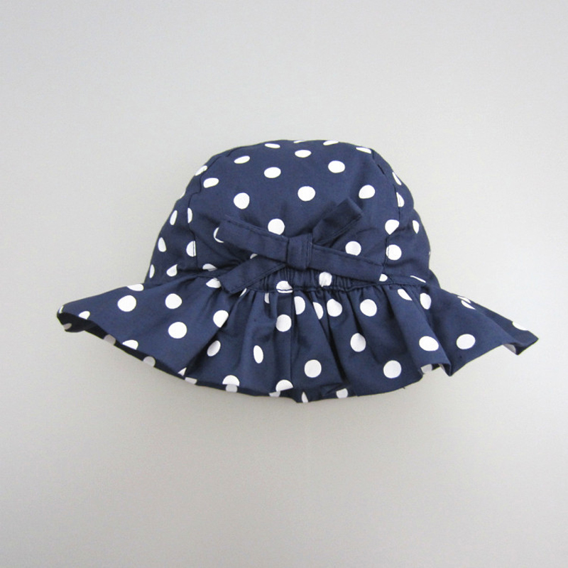 

Sweet Girl Sun Hat Beach Caps for Kids Toddler Summer Wide Brim Bow Tie Dot Mini Fish Pattern Navy Blue Girls Fishing Cap