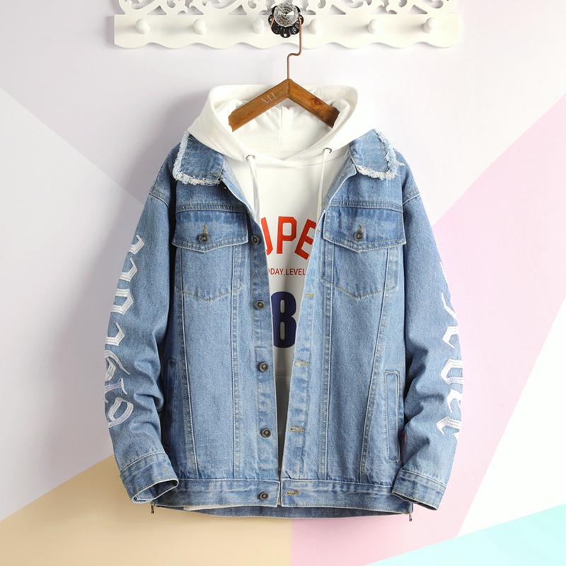 

Jeans Mens hip hop men's coat trucker wear resistant unlined denim jacket asian size -3XL, Black