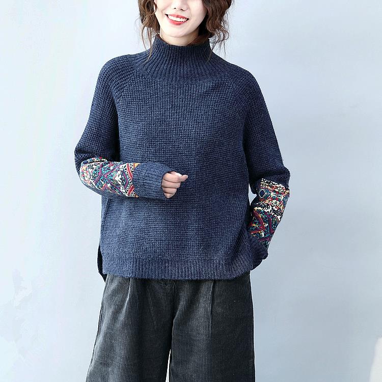 

Knit Sweater Women 2020 Spring Autumn Fashion New Large Size Thick Long-Sleeved Pullover Turtleneck Print Jacquard Sweater Women, Black