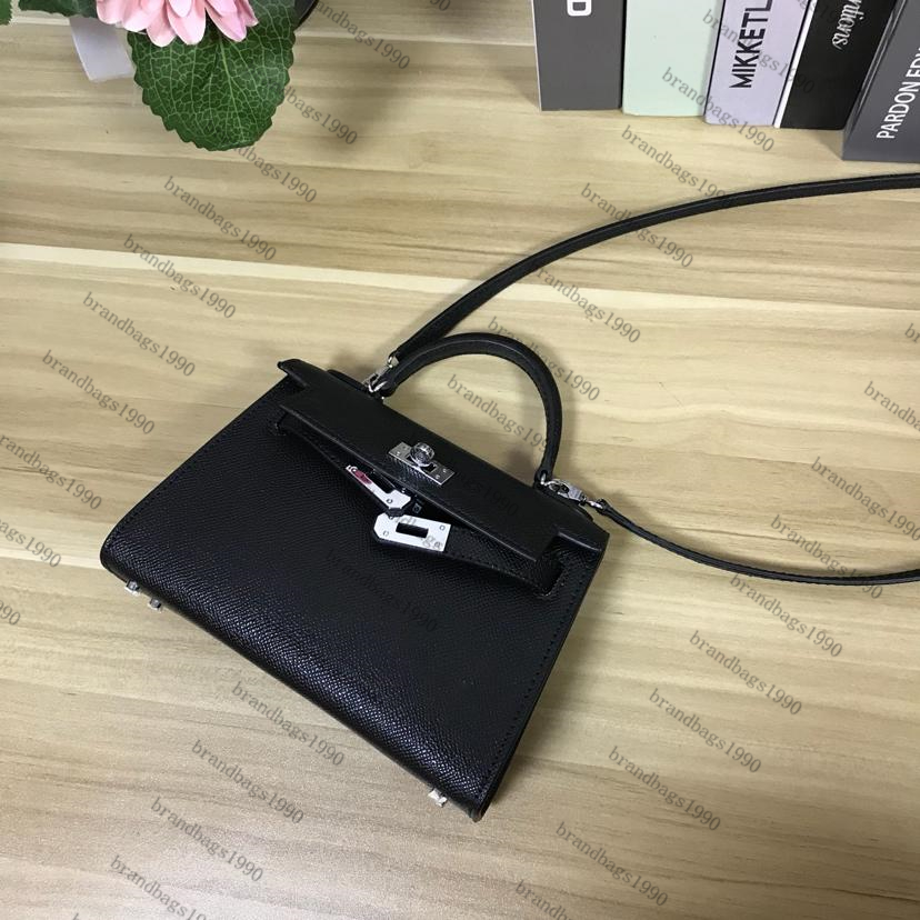 

Fashion Bags 19CM Mini size Women Totes Genuine leather bags Shoulder Bag With Silver hardware Scarf Handbag wholesale High Quality, Black